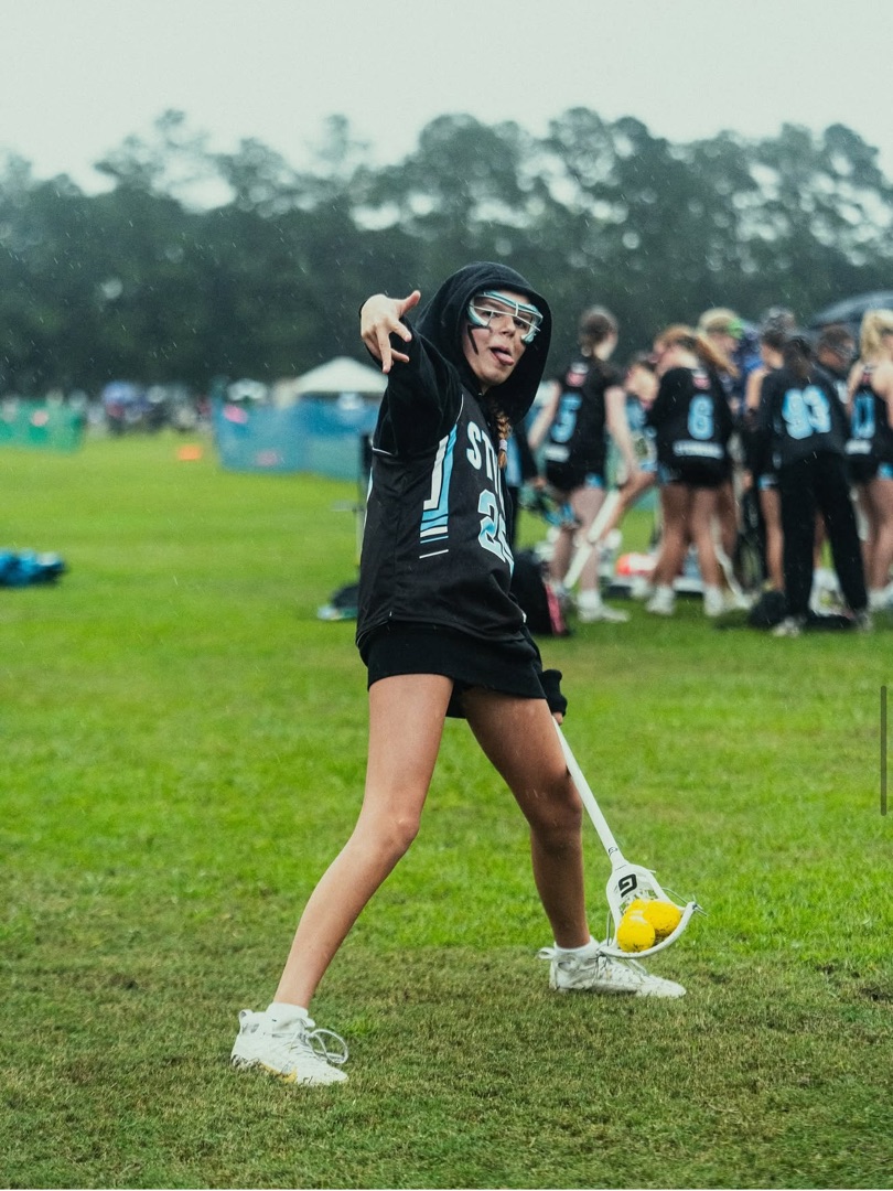 Style Lacrosse player focused during warmups